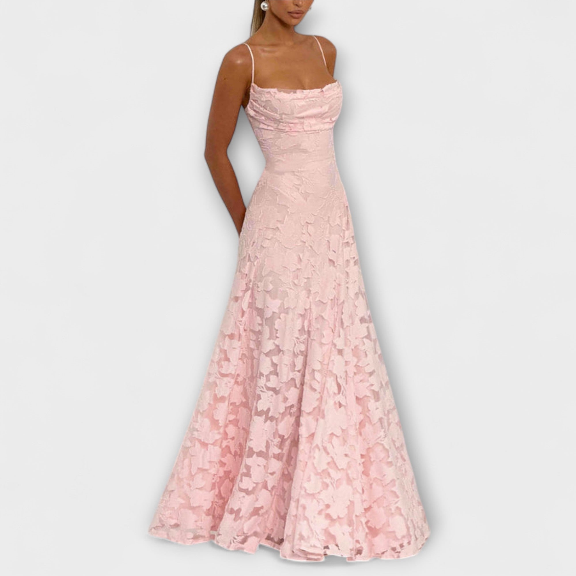 Women's Delicate Floral Lace Spaghetti Strap Maxi Dress