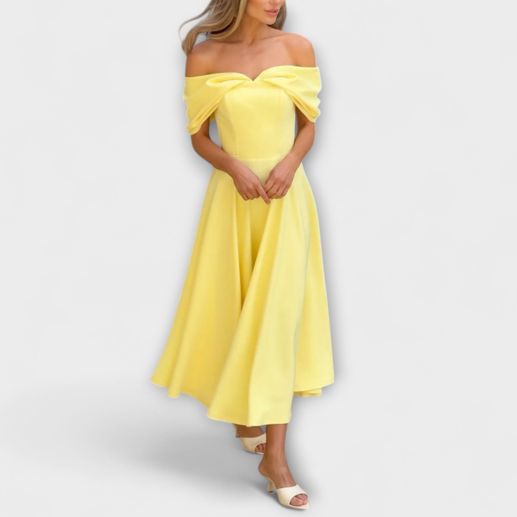 Women's Elegant Off-Shoulder Draped Maxi Dress