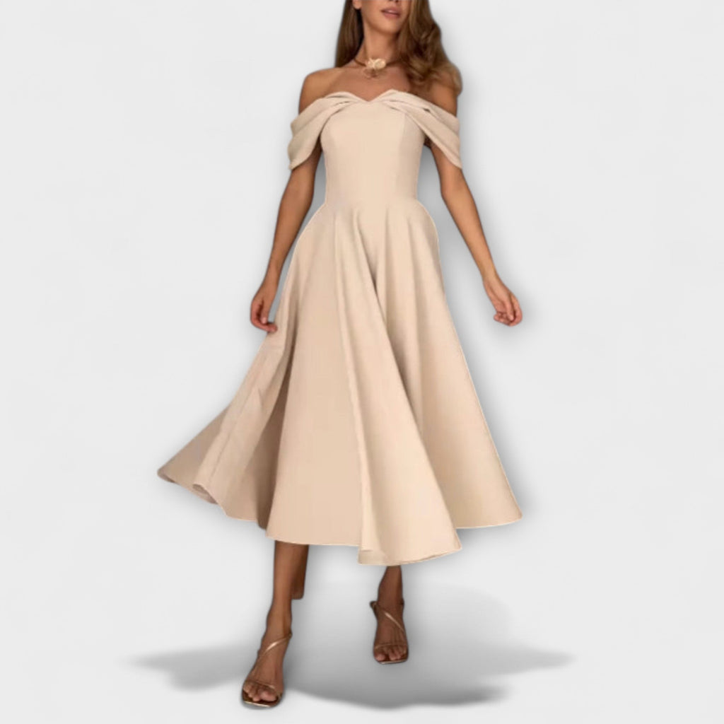 Women's Elegant Off-Shoulder Draped Maxi Dress