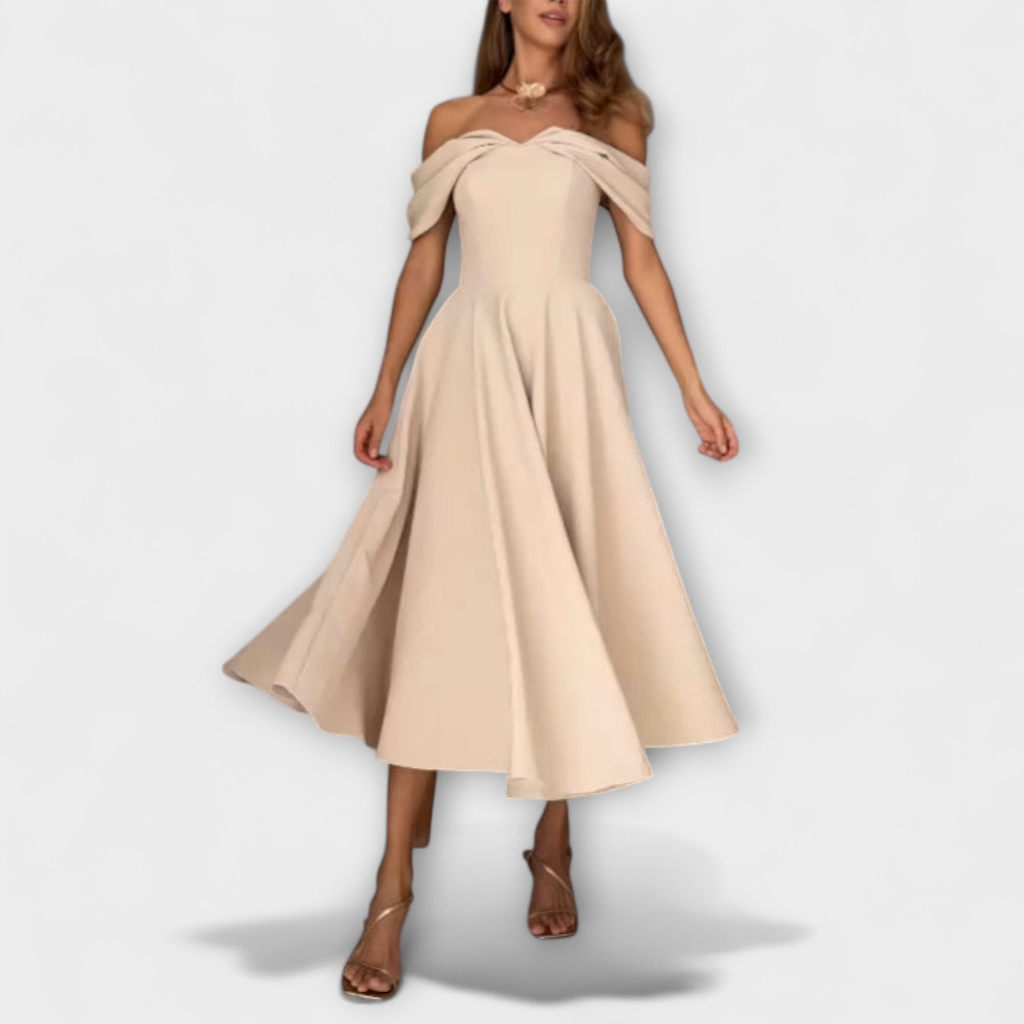 Women's Elegant Off-Shoulder Draped Maxi Dress