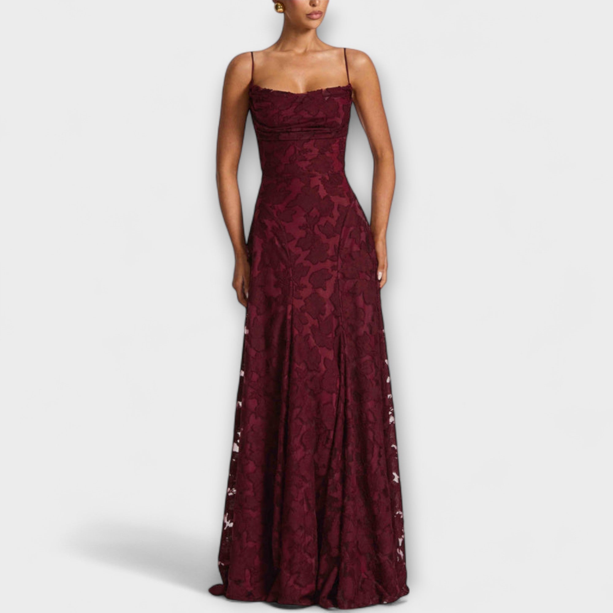 Women's Delicate Floral Lace Spaghetti Strap Maxi Dress