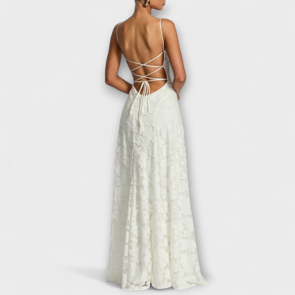 Women's Delicate Floral Lace Spaghetti Strap Maxi Dress