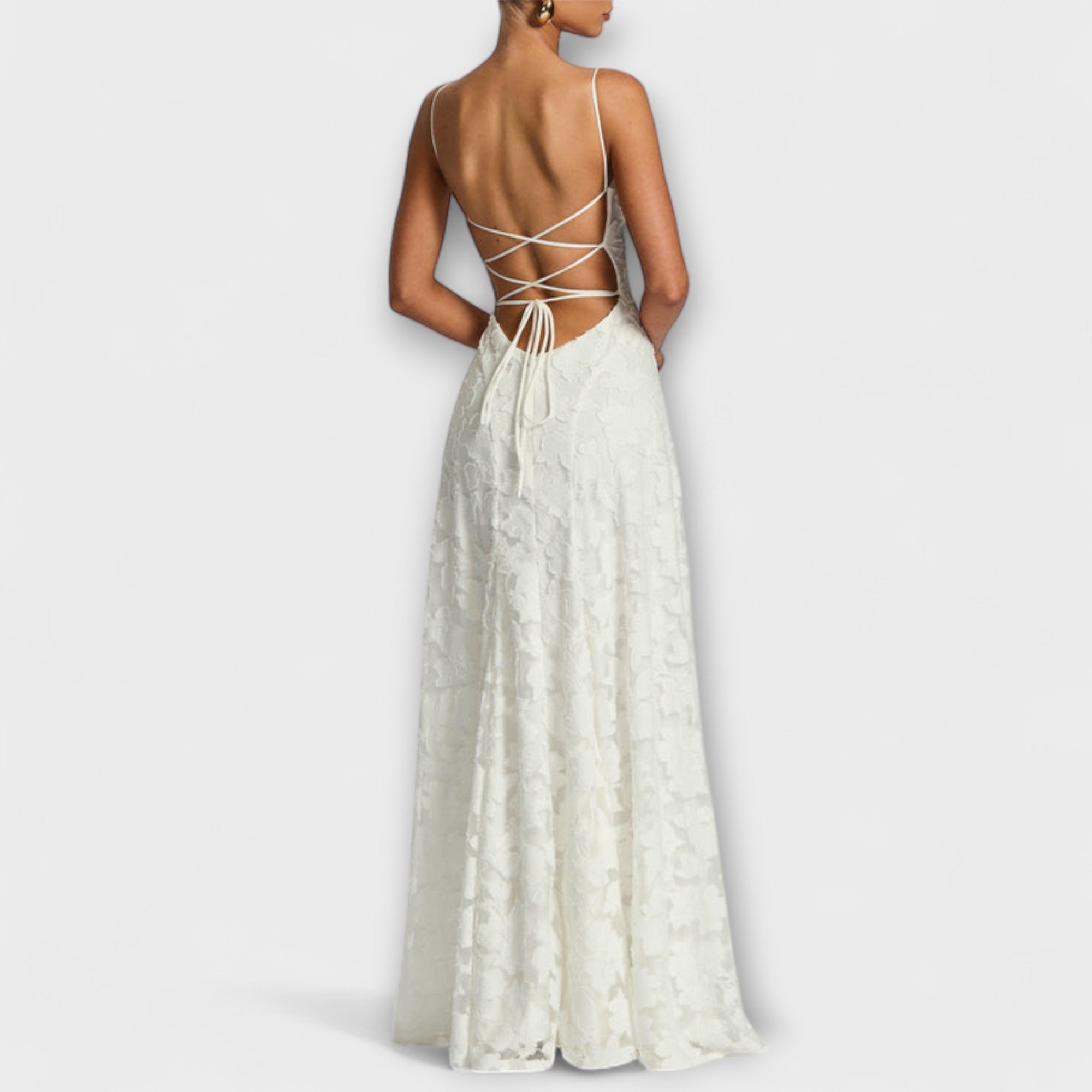 Women's Delicate Floral Lace Spaghetti Strap Maxi Dress