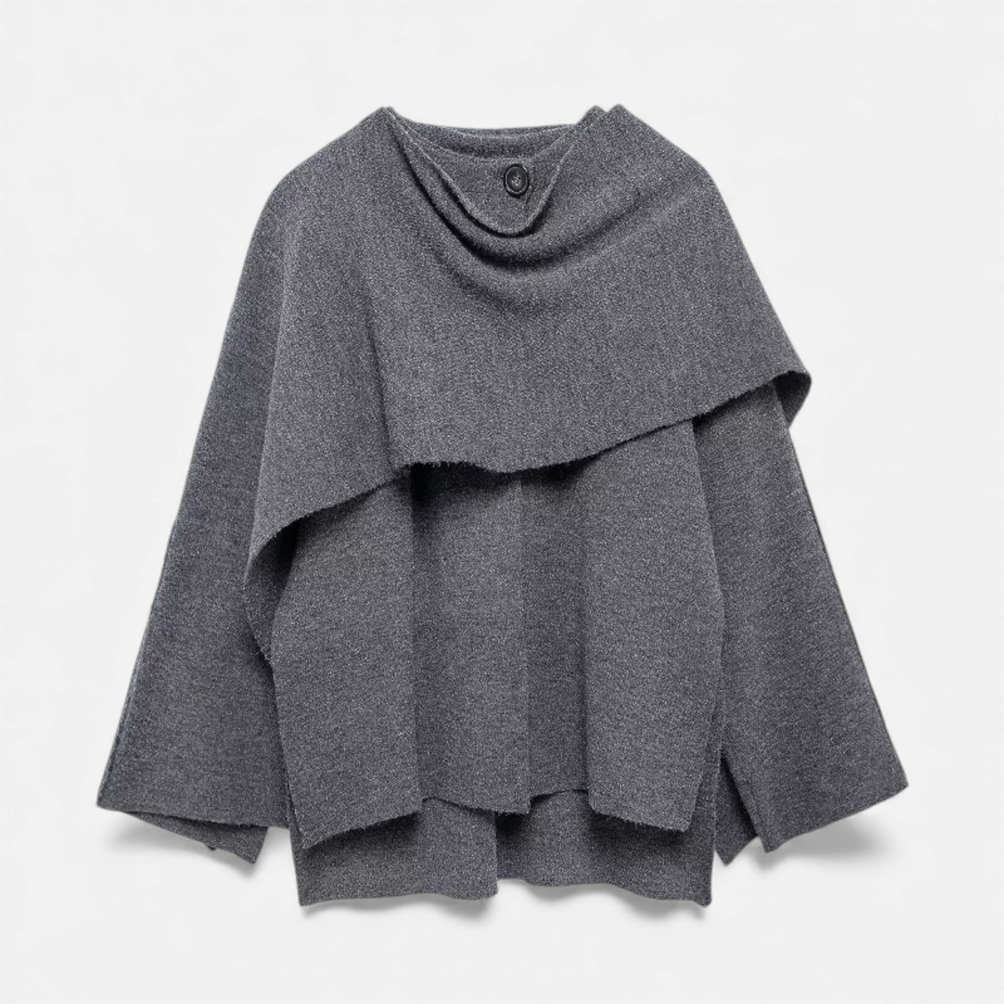 Women's Sophisticated Wool-Blend Poncho Cardigan