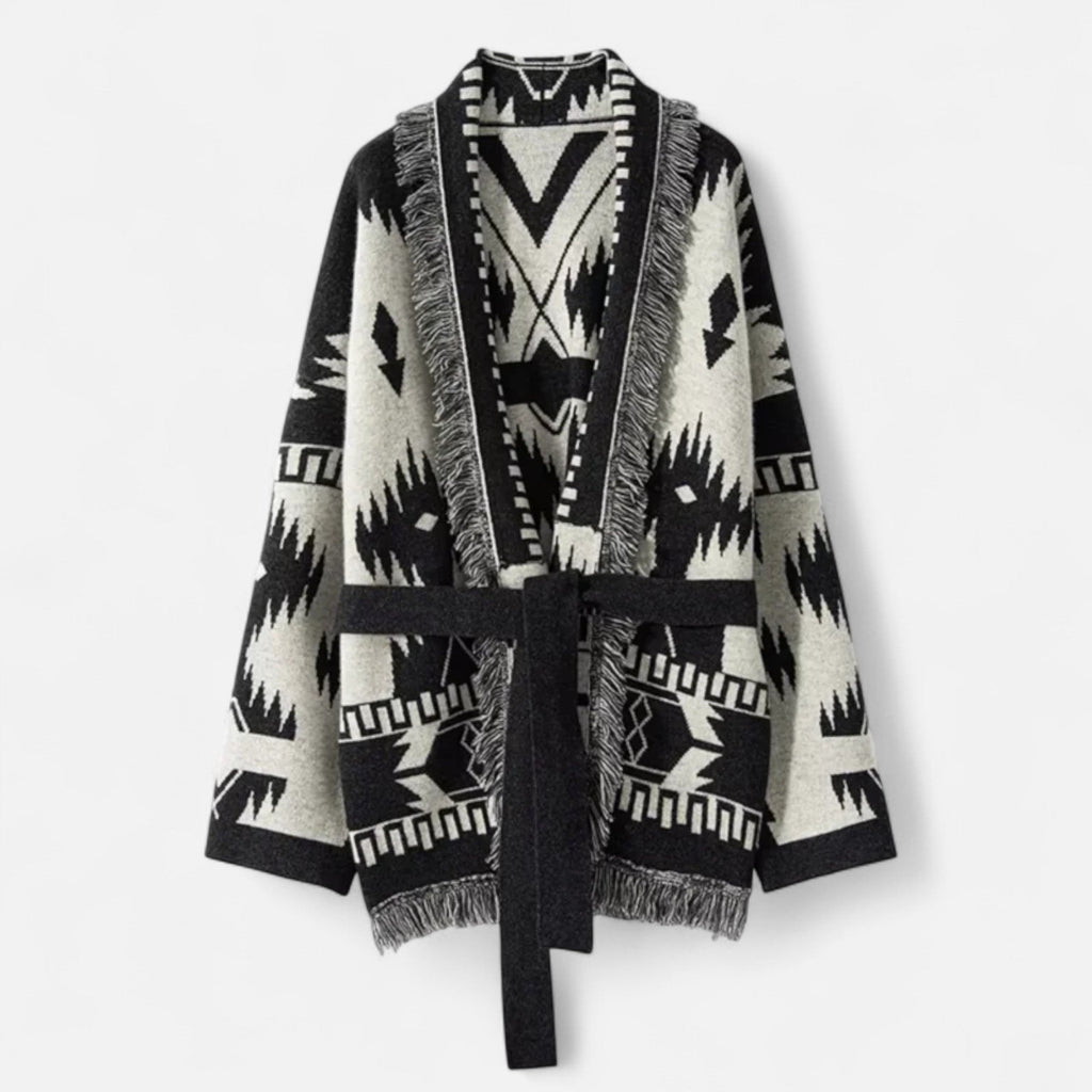 Women's Luxurious Cashmere Tassel Jacquard Cardigan