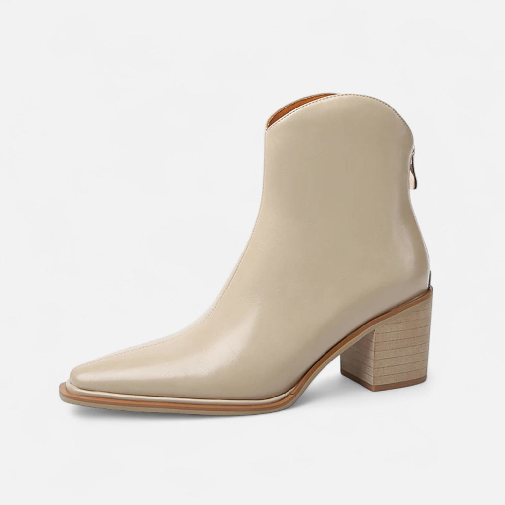 Women's Sharp Leather Heeled Ankle Boots