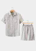 Men's Short-Sleeve Summer Co-Ord Set – Beige