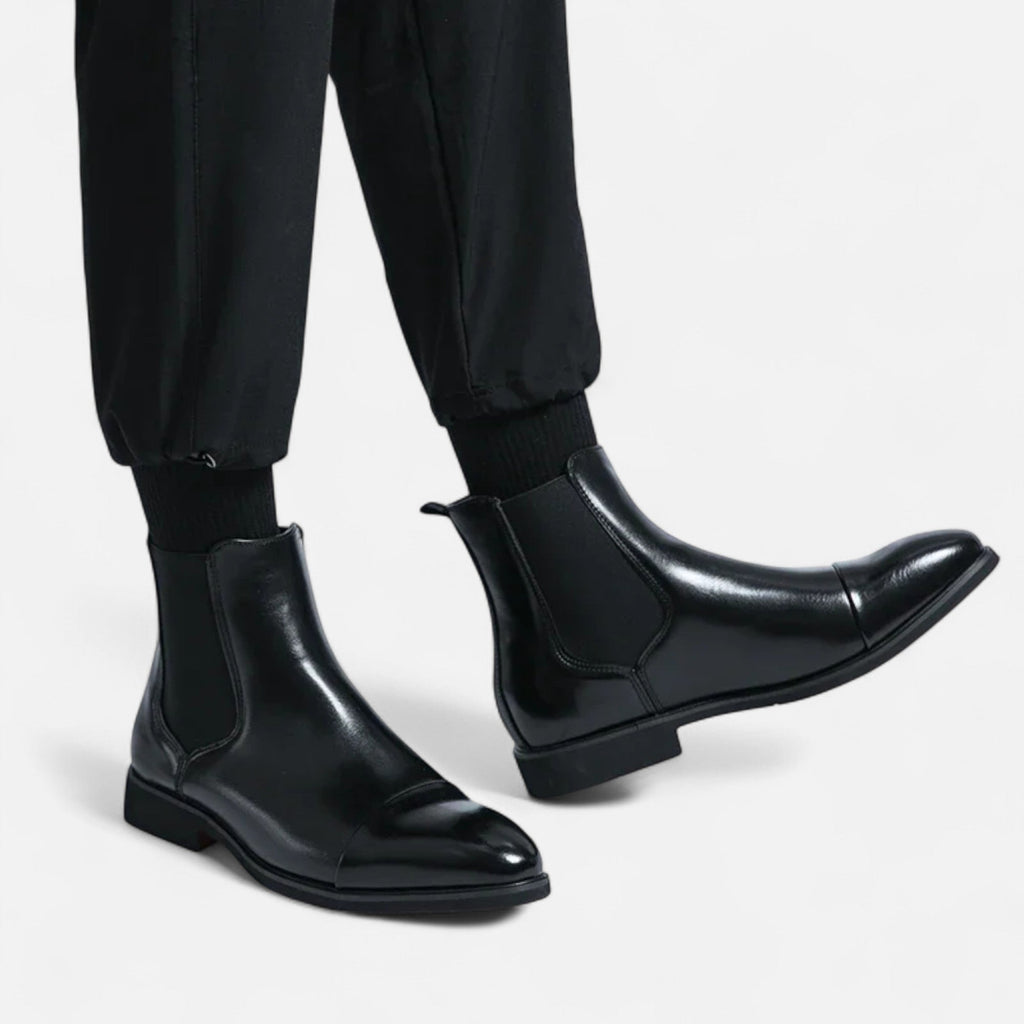 Men's Sleek Chelsea Boots with Red Sole