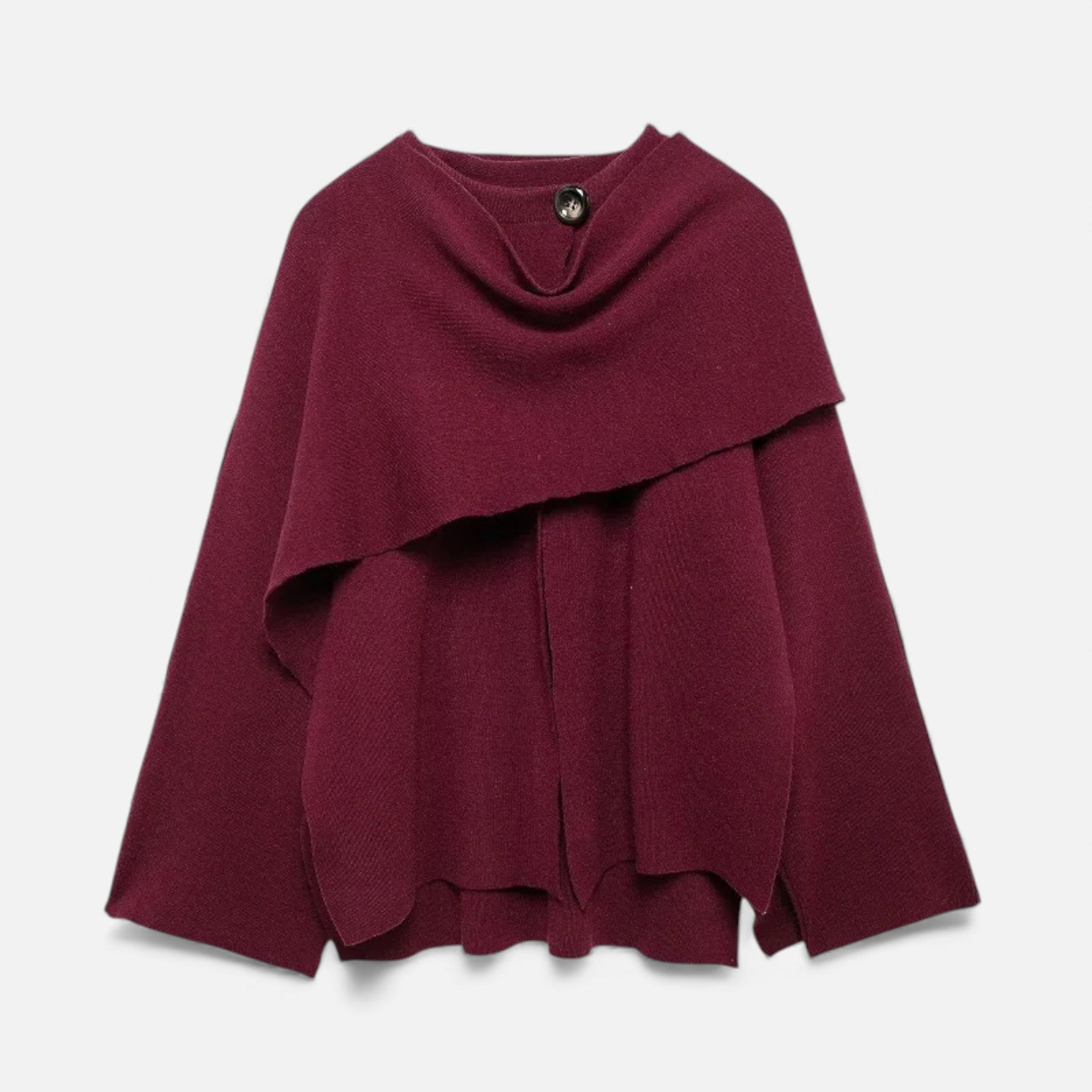 Women's Sophisticated Wool-Blend Poncho Cardigan