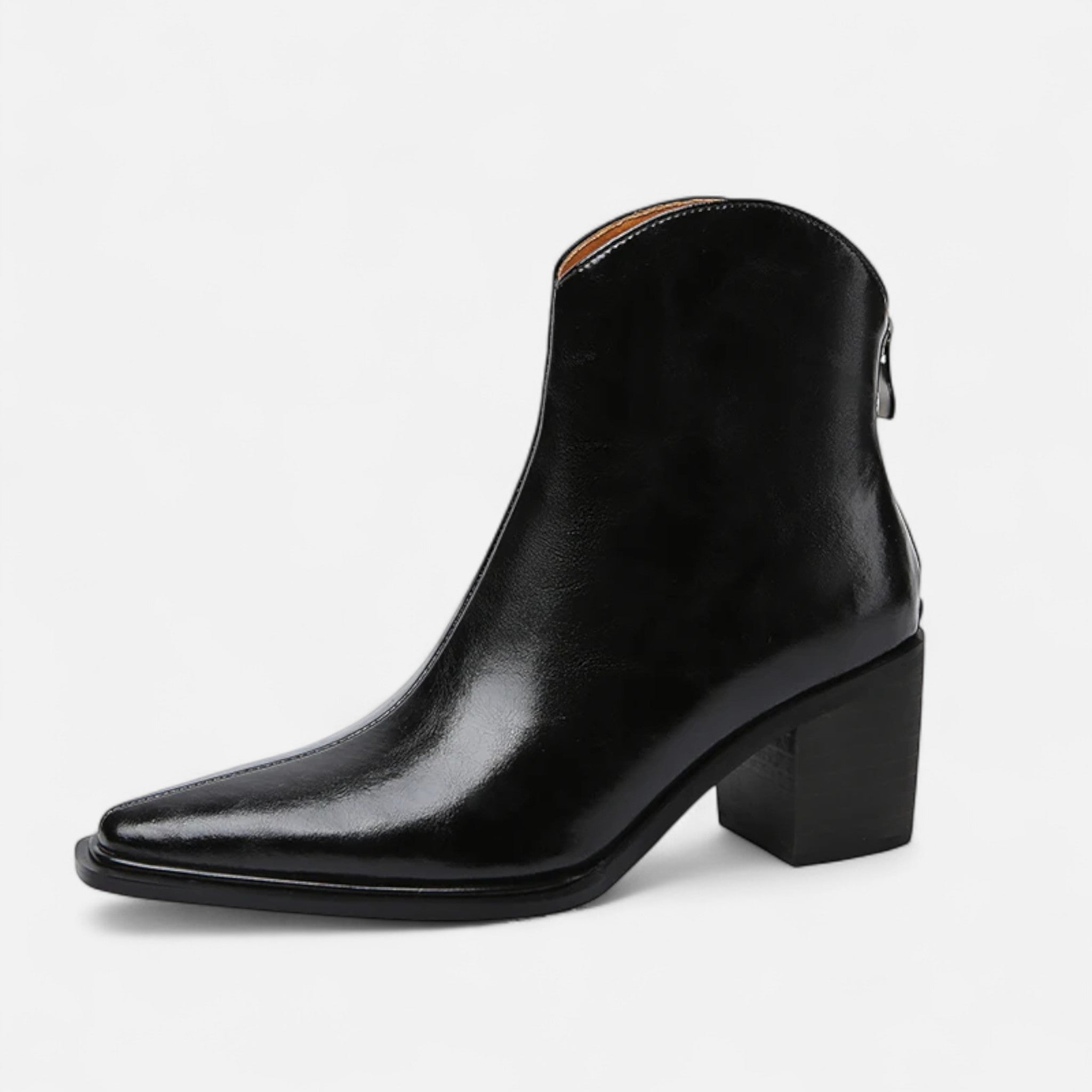 Women's Sharp Leather Heeled Ankle Boots