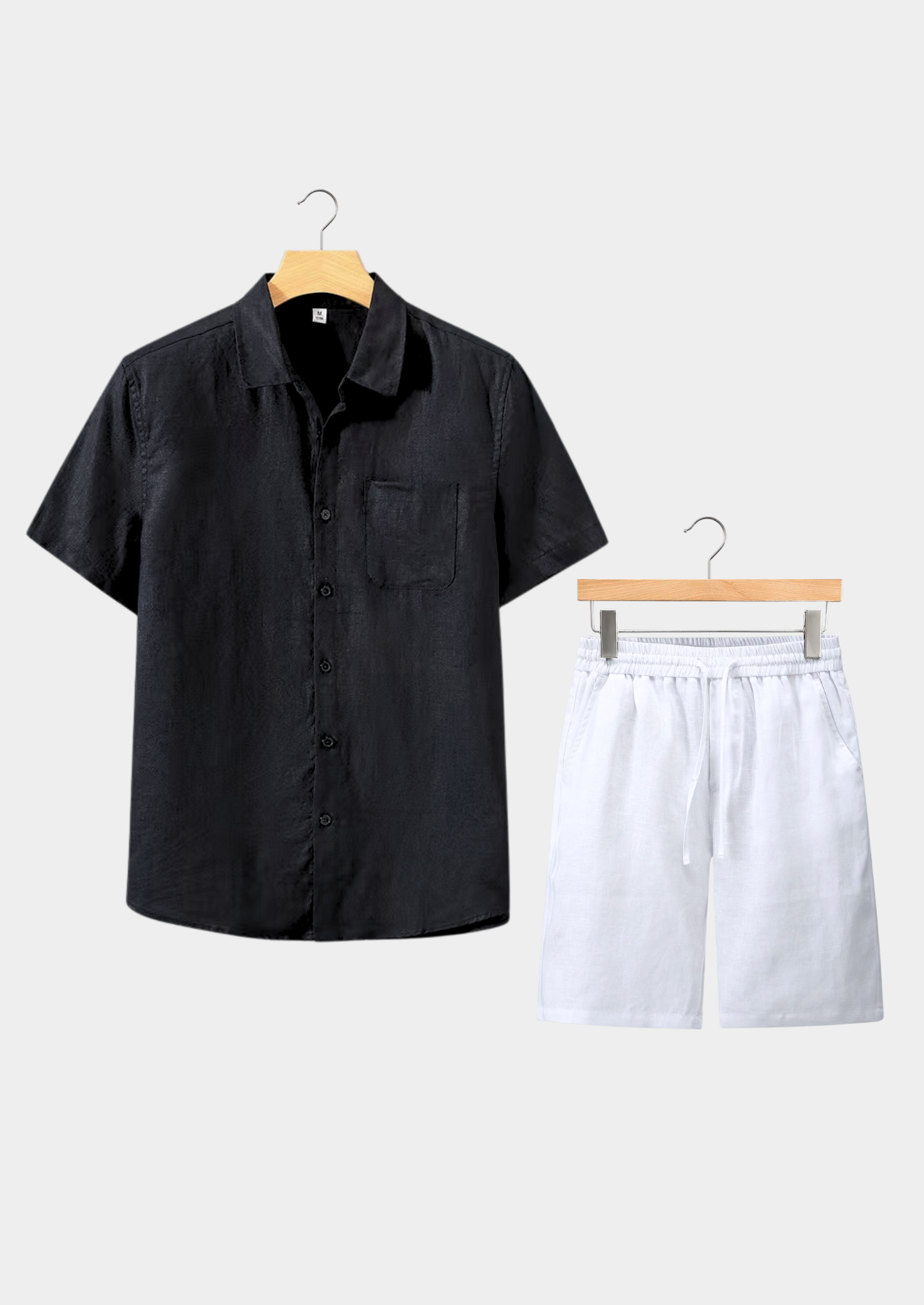 Men's Short Sleeve Co-Ord Set – Black White