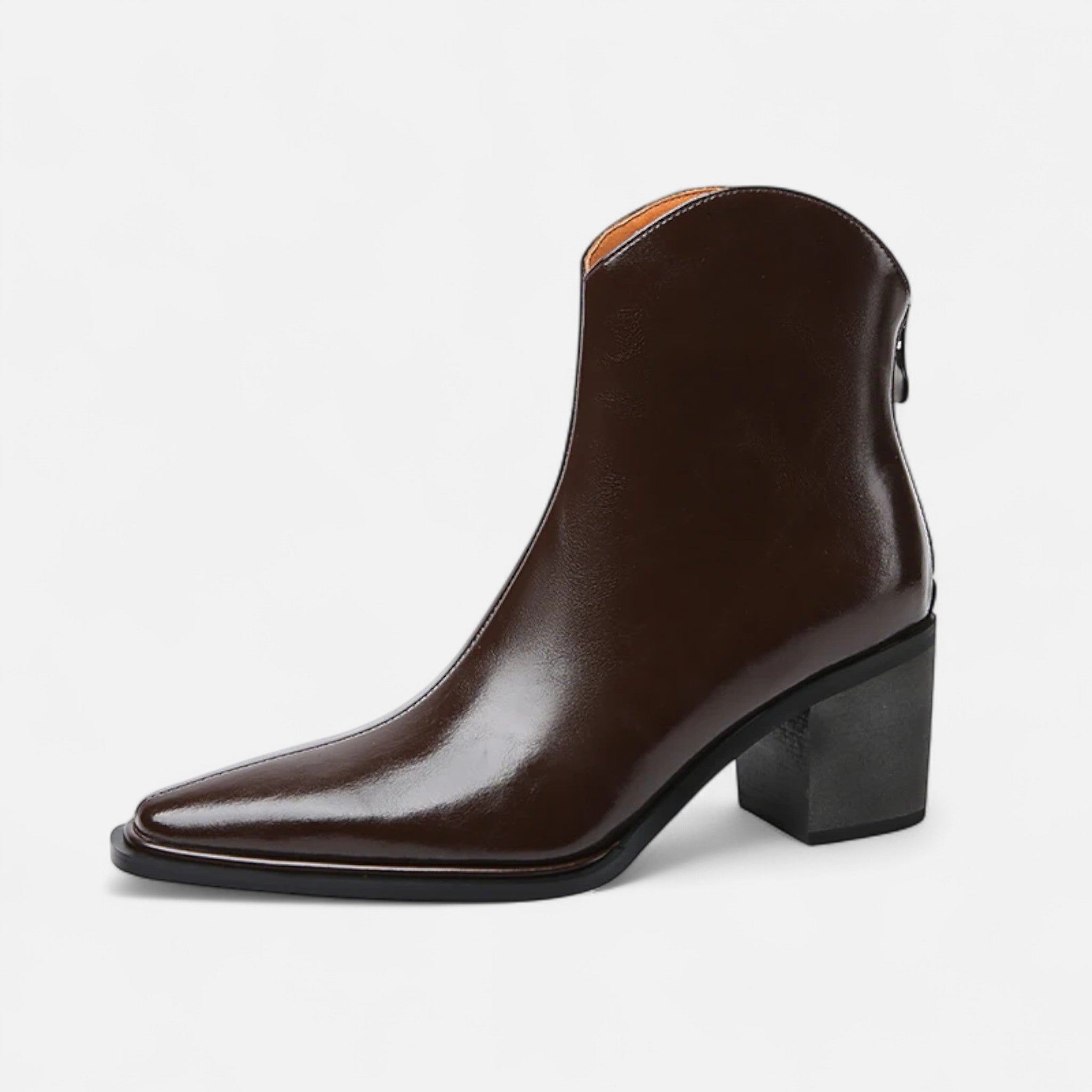 Women's Sharp Leather Heeled Ankle Boots