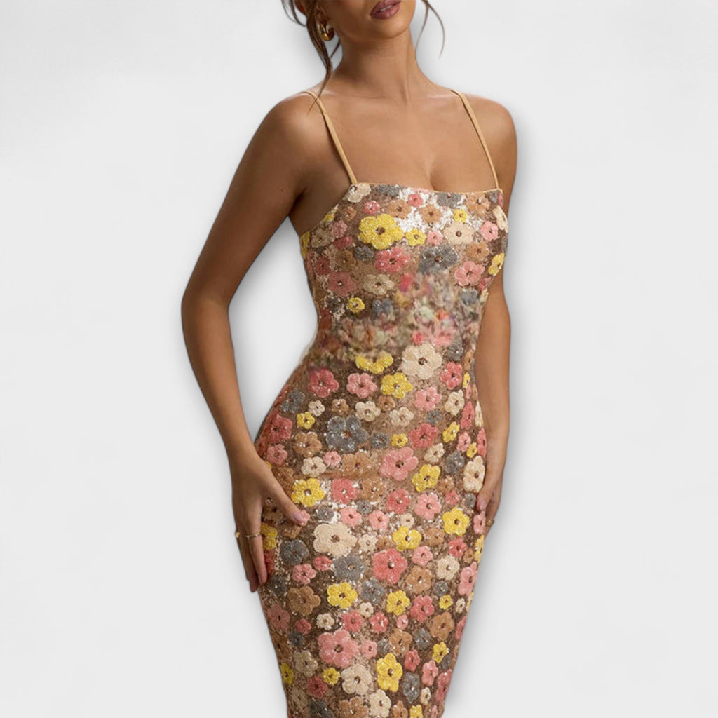 Women's Sequin Floral Maxi Dress