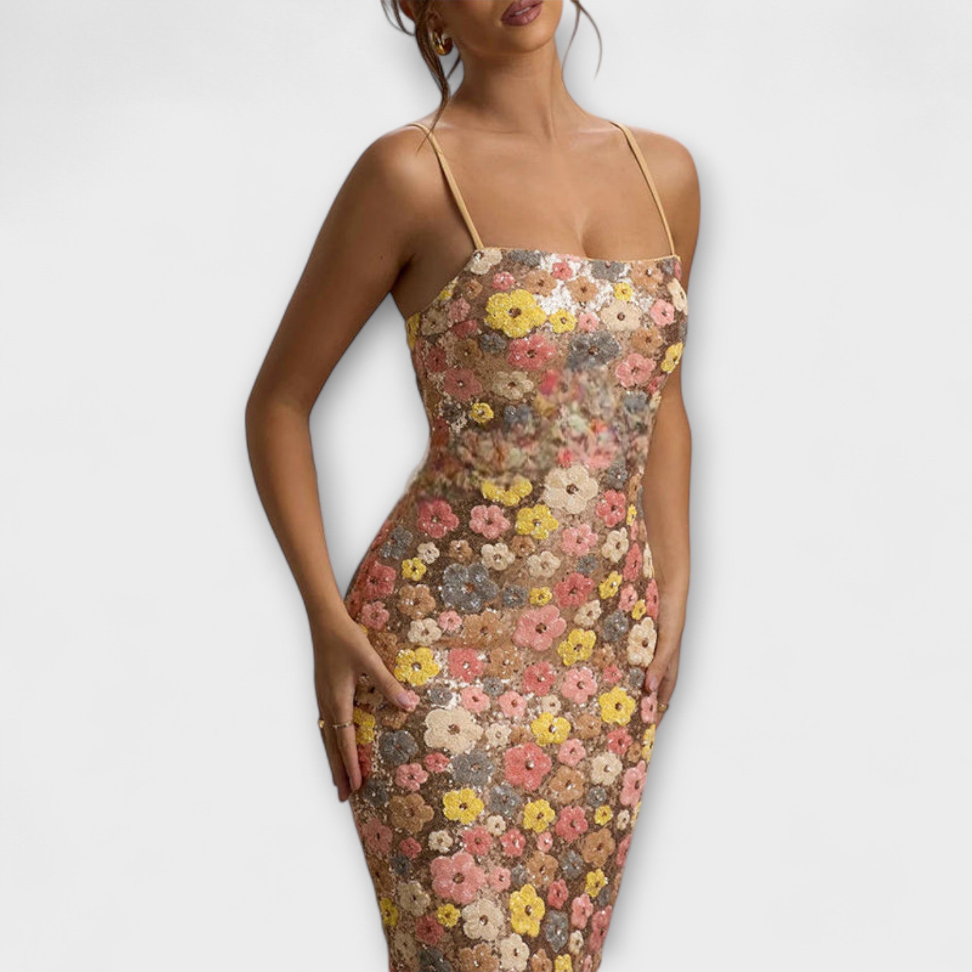 Women's Sequin Floral Maxi Dress