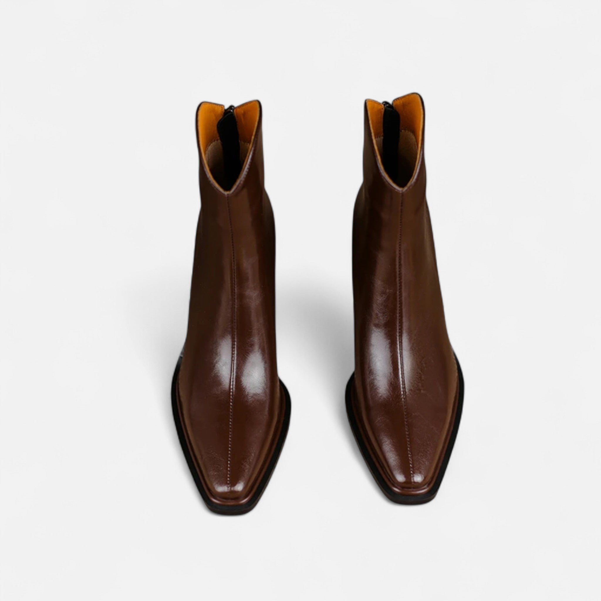 Women's Sharp Leather Heeled Ankle Boots