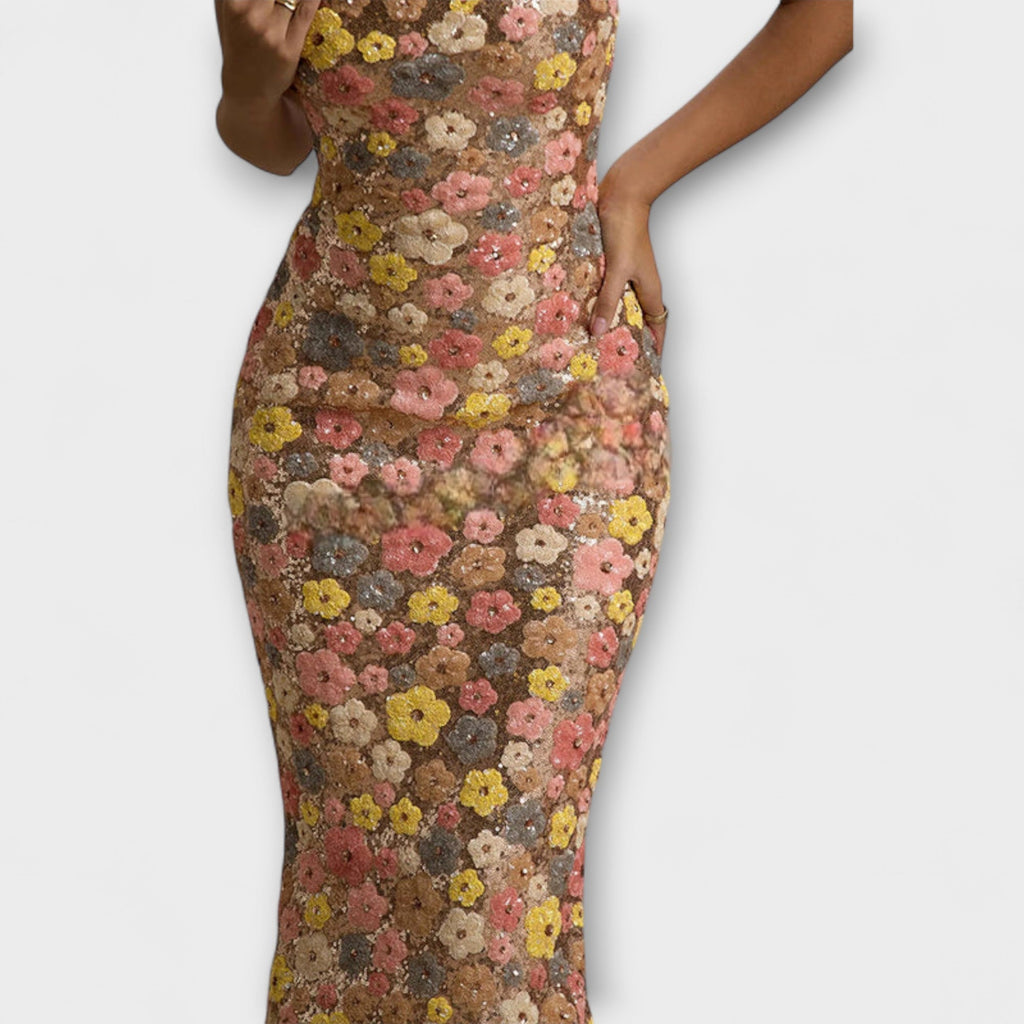 Women's Sequin Floral Maxi Dress