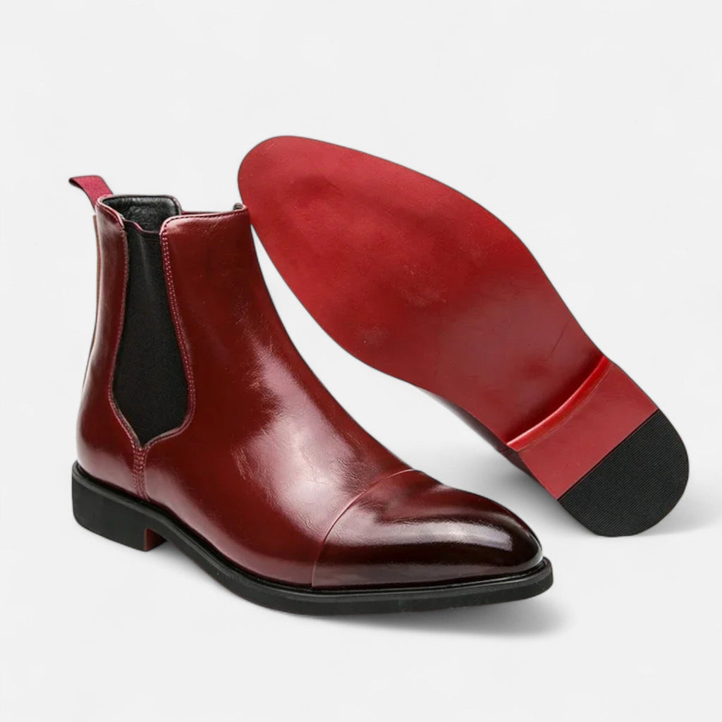 Men's Sleek Chelsea Boots with Red Sole