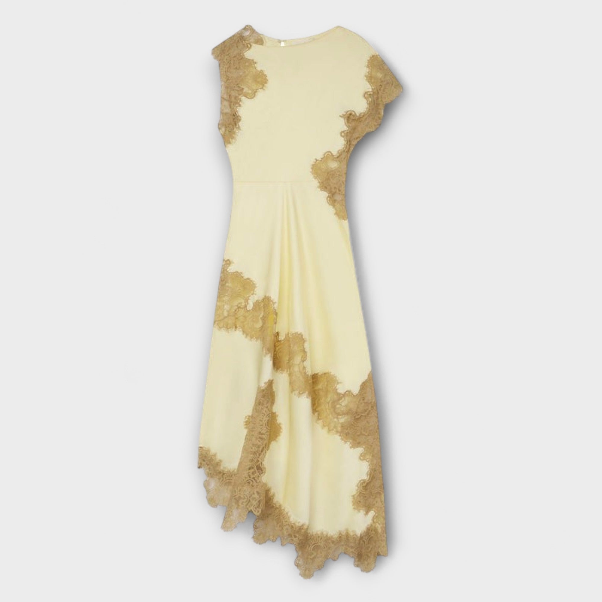 Women's Elegant Satin Lace-Trim Maxi Dress