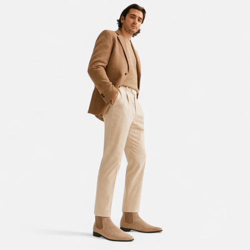 Men's Bold Suede Square-Toe Chelsea Boots