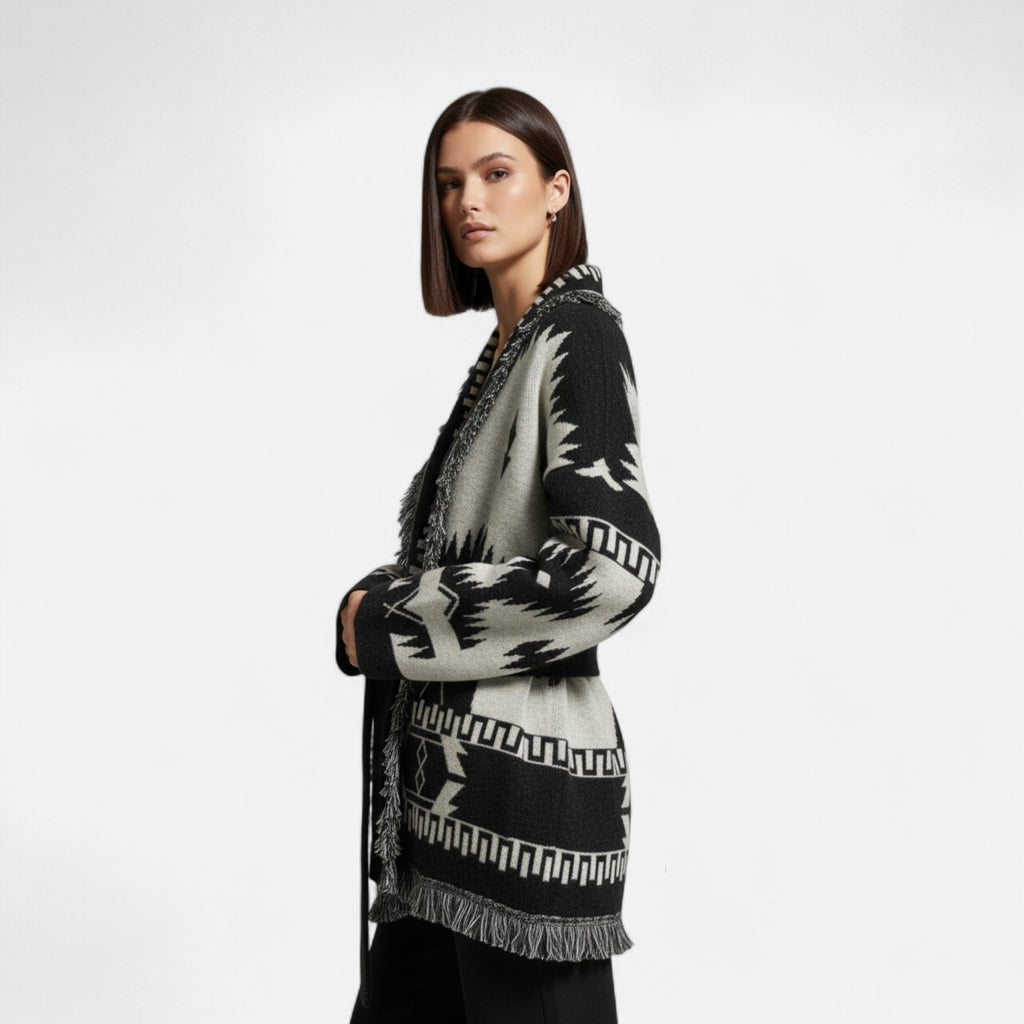 Women's Luxurious Cashmere Tassel Jacquard Cardigan