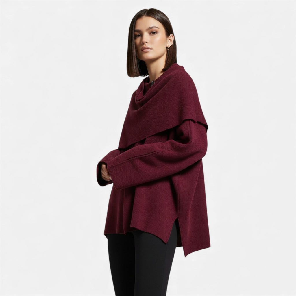 Women's Sophisticated Wool-Blend Poncho Cardigan