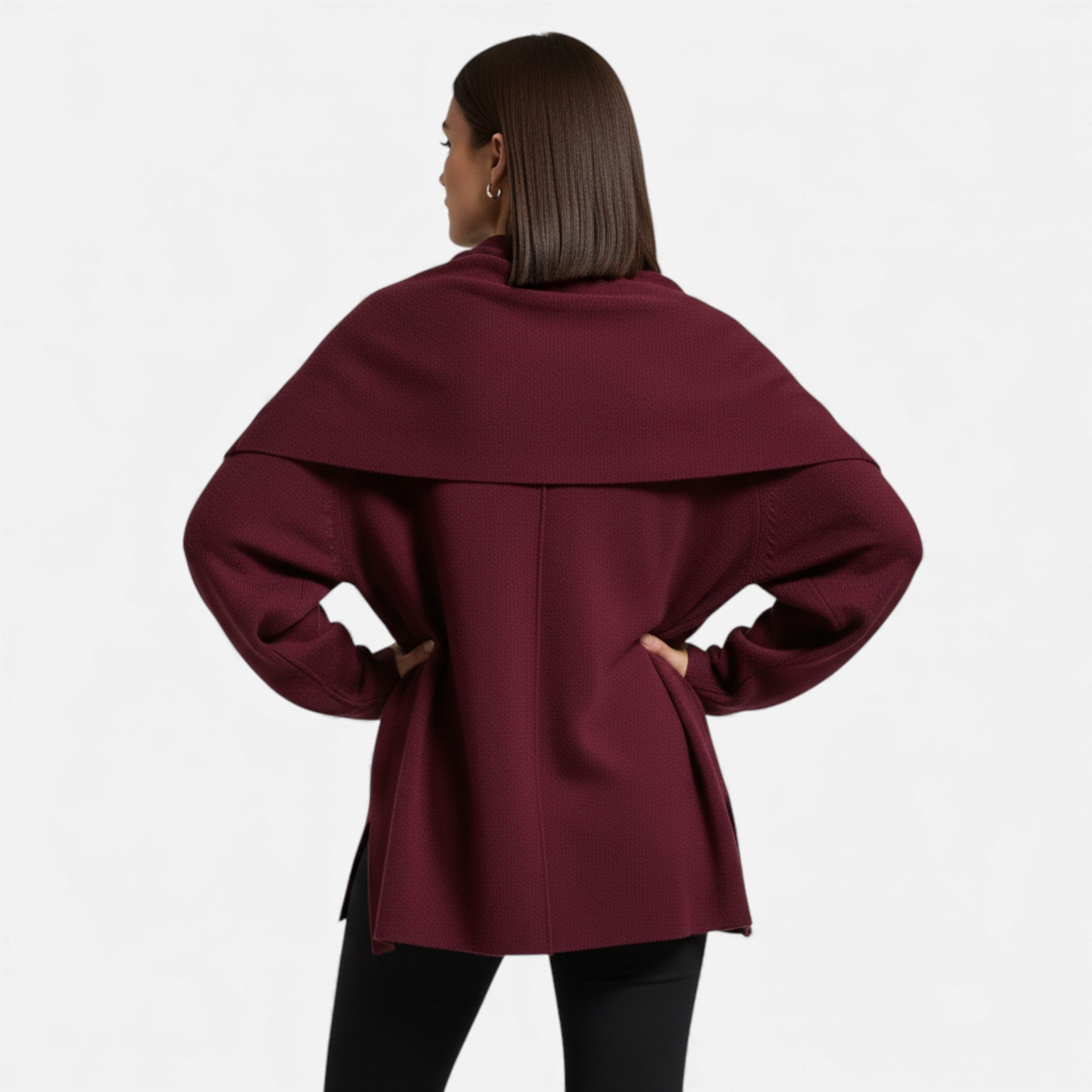 Women's Sophisticated Wool-Blend Poncho Cardigan