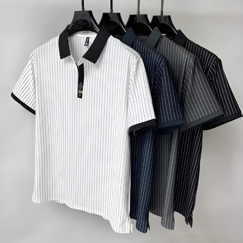 Men's Classic Striped Knitted Polo Shirt