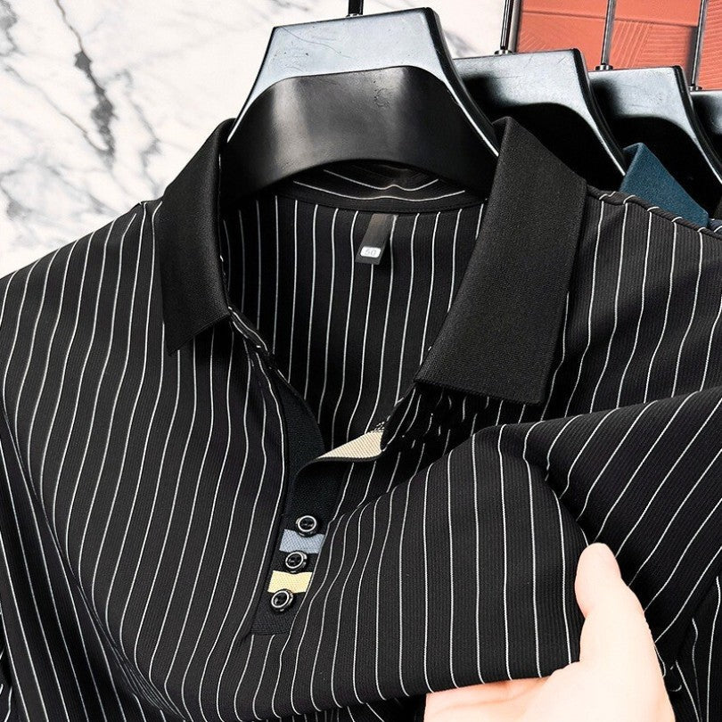 Men's Classic Striped Knitted Polo Shirt