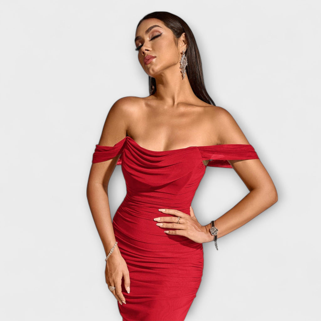 Women's Ruched Off-Shoulder Bodycon Dress