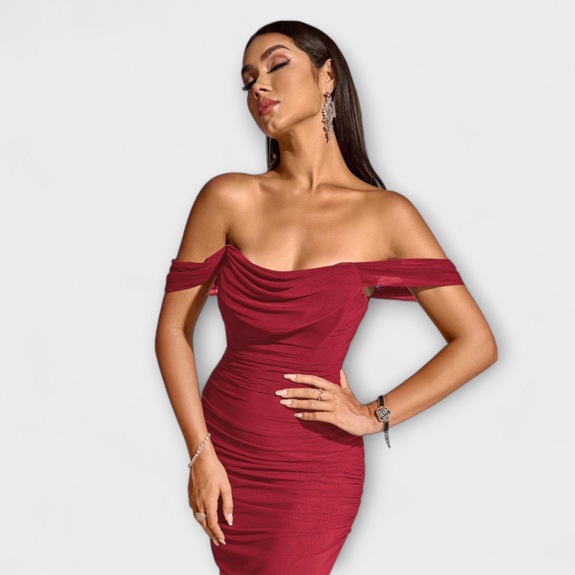 Women's Ruched Off-Shoulder Bodycon Dress