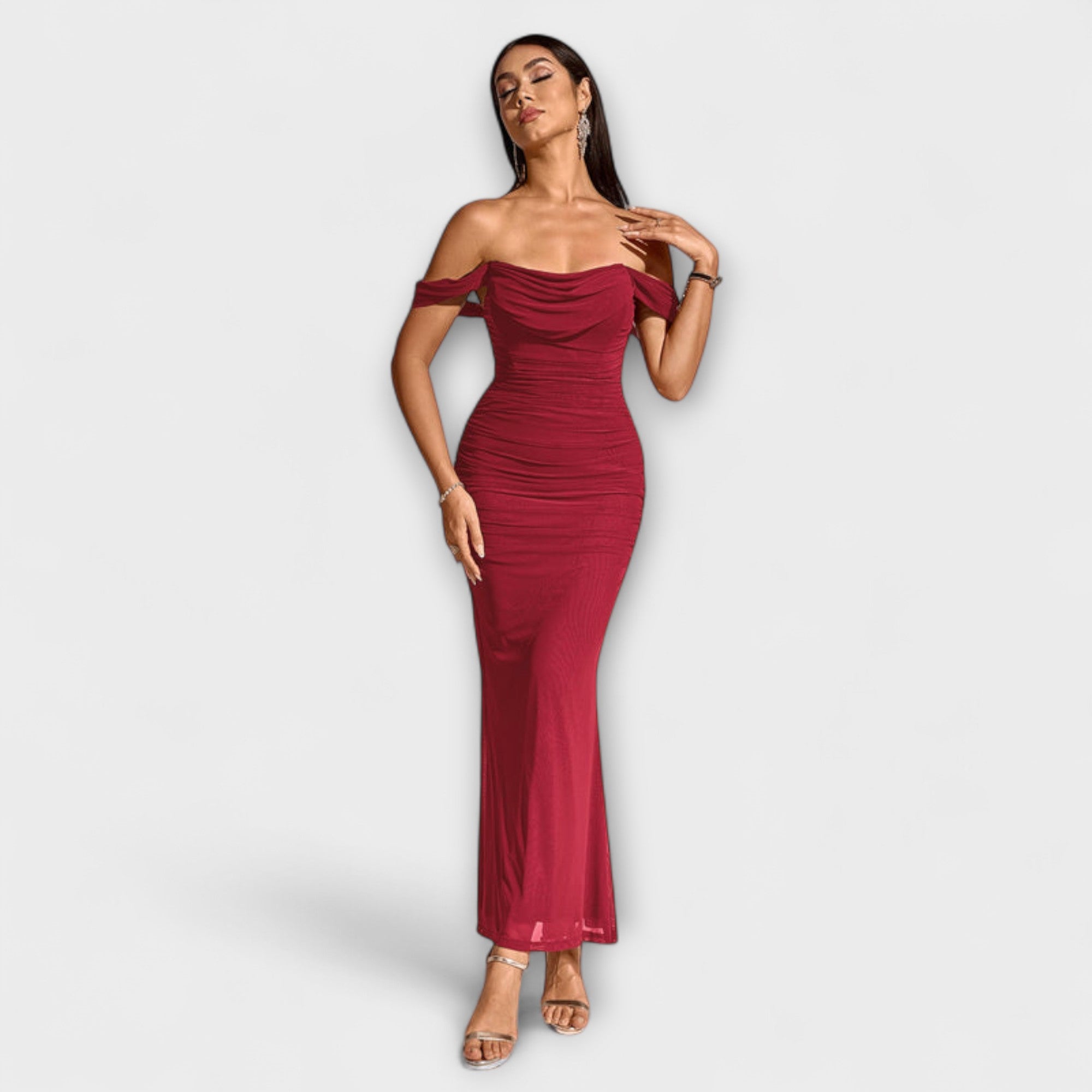 Women's Ruched Off-Shoulder Bodycon Dress