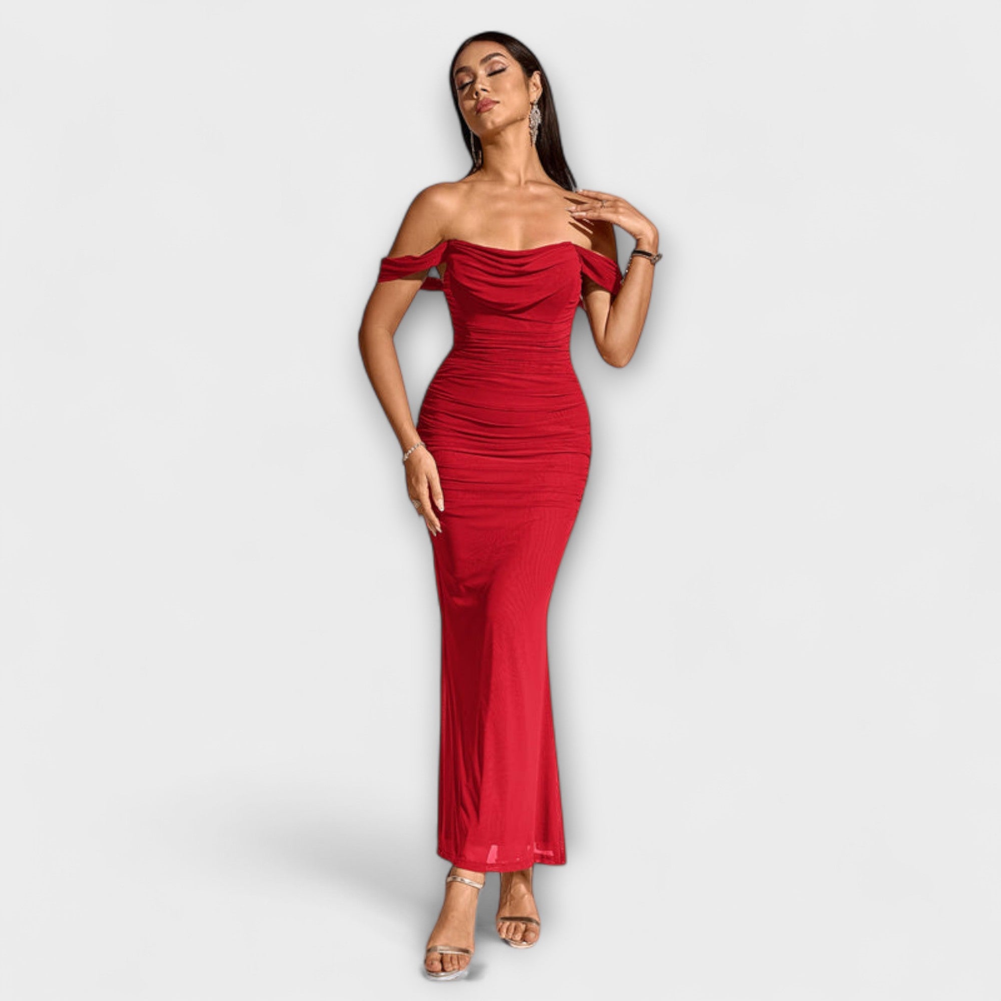 Women's Ruched Off-Shoulder Bodycon Dress