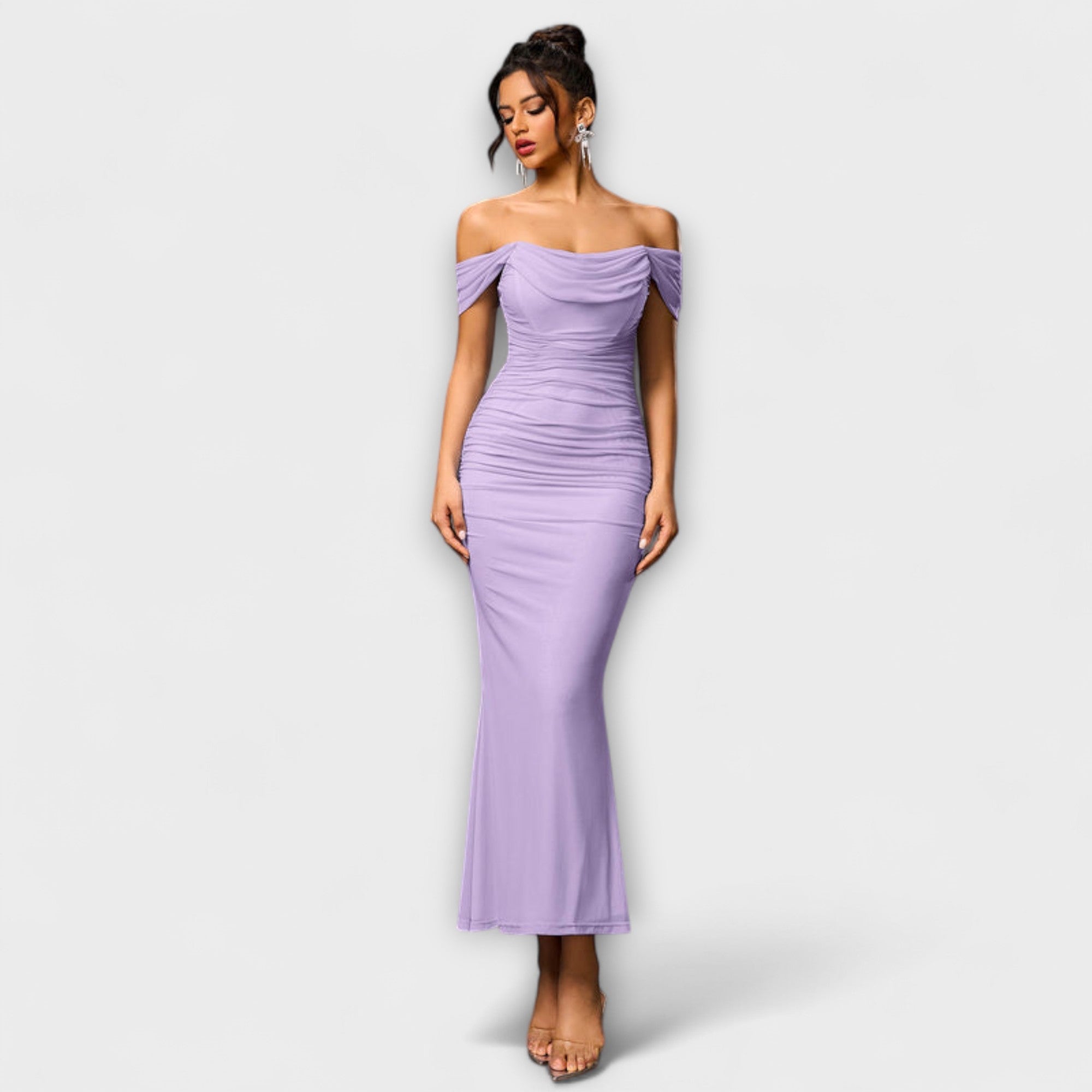 Women's Ruched Off-Shoulder Bodycon Dress