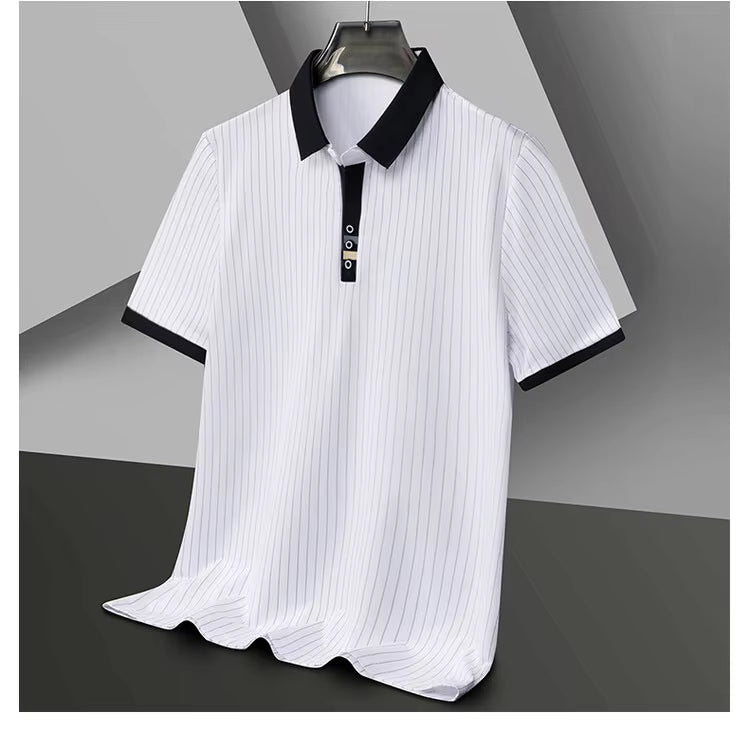 Men's Classic Striped Knitted Polo Shirt
