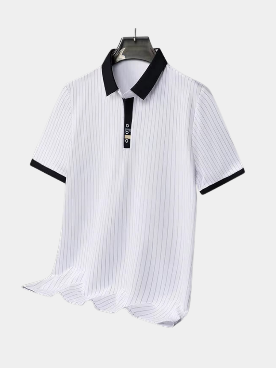 Men's Classic Striped Knitted Polo Shirt