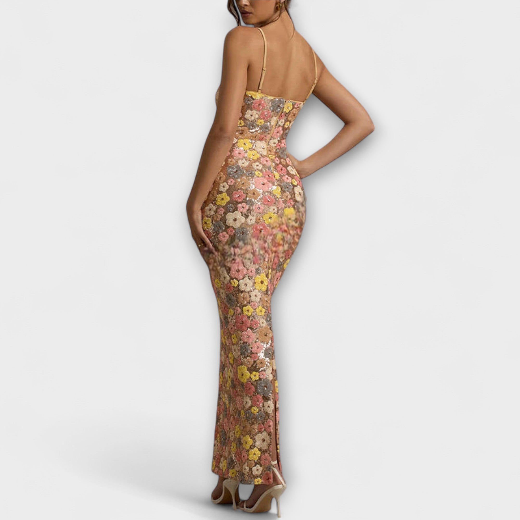 Women's Sequin Floral Maxi Dress