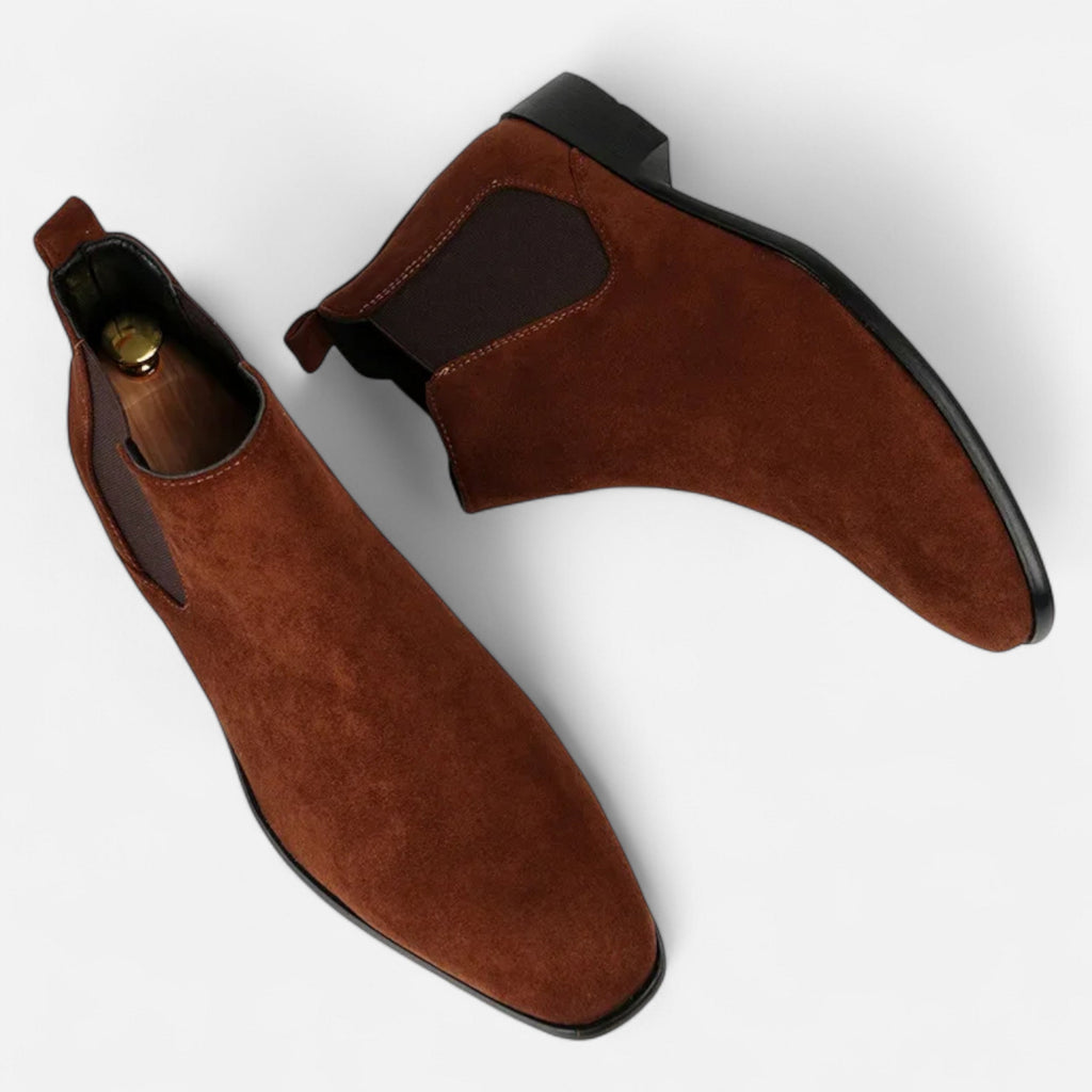 Men's Bold Suede Square-Toe Chelsea Boots