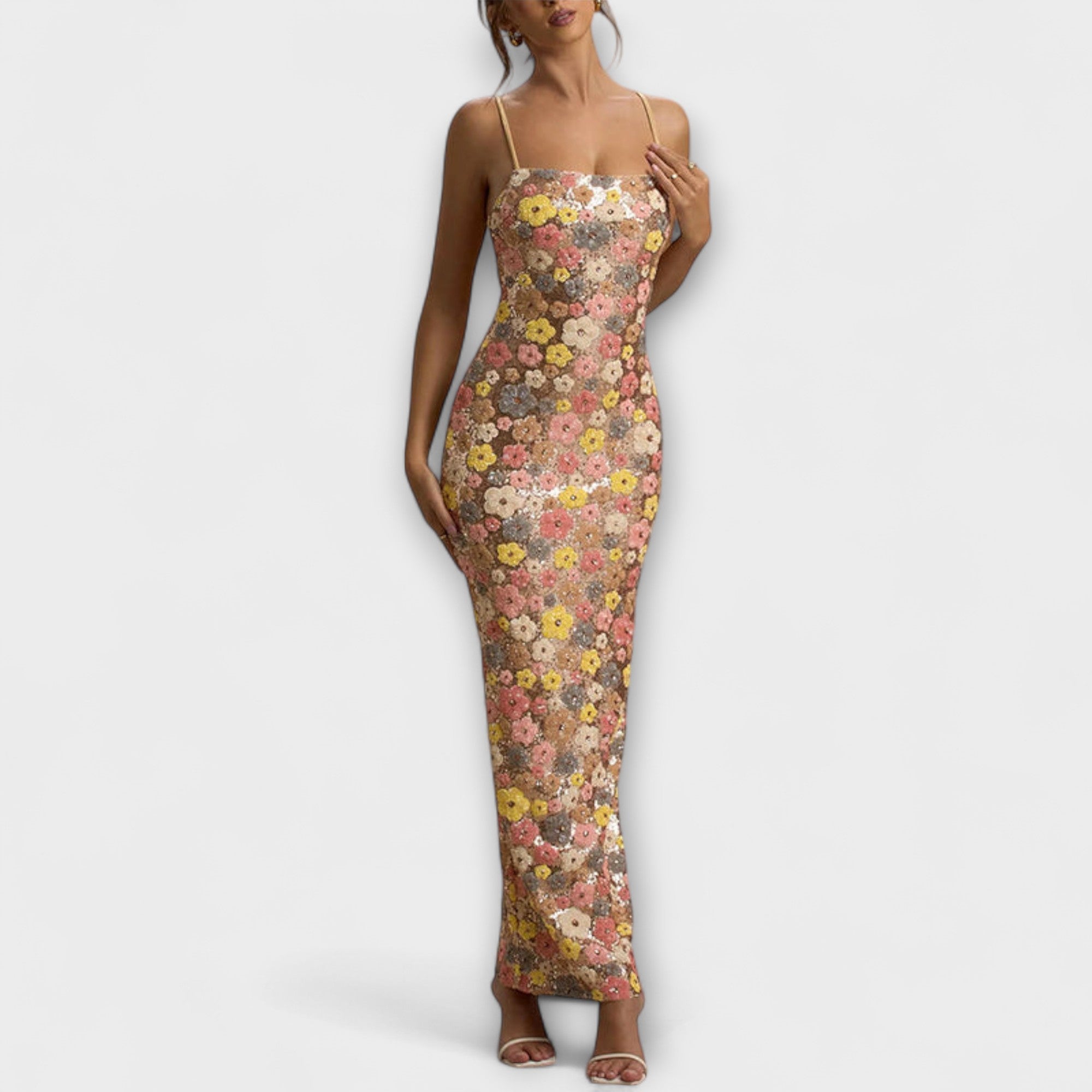 Women's Sequin Floral Maxi Dress