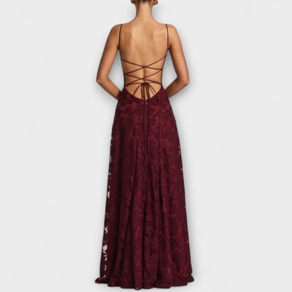 Women's Delicate Floral Lace Spaghetti Strap Maxi Dress