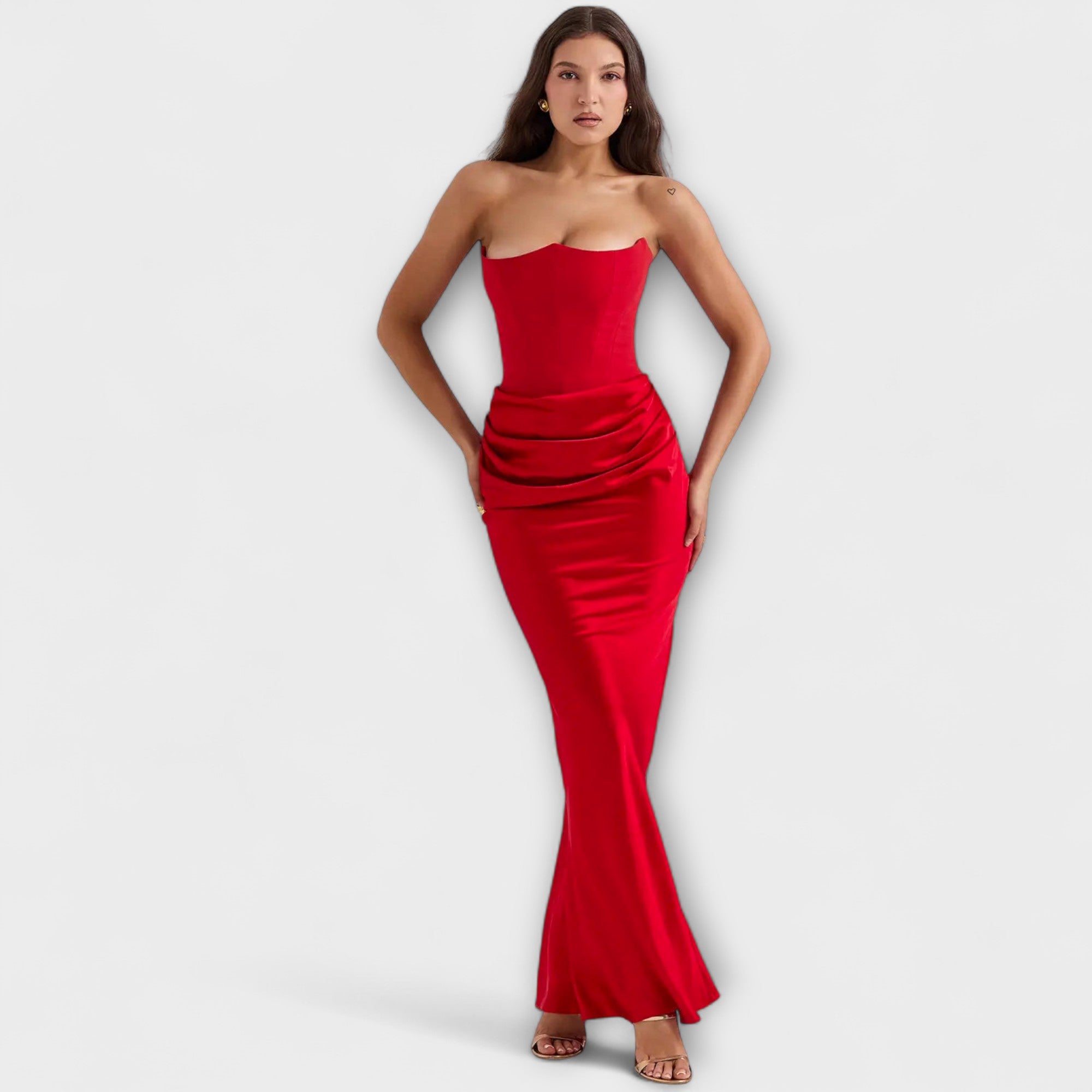 Women's Flowing Satin Off-Shoulder Maxi Dress
