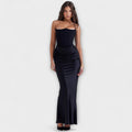 Women's Flowing Satin Off-Shoulder Maxi Dress