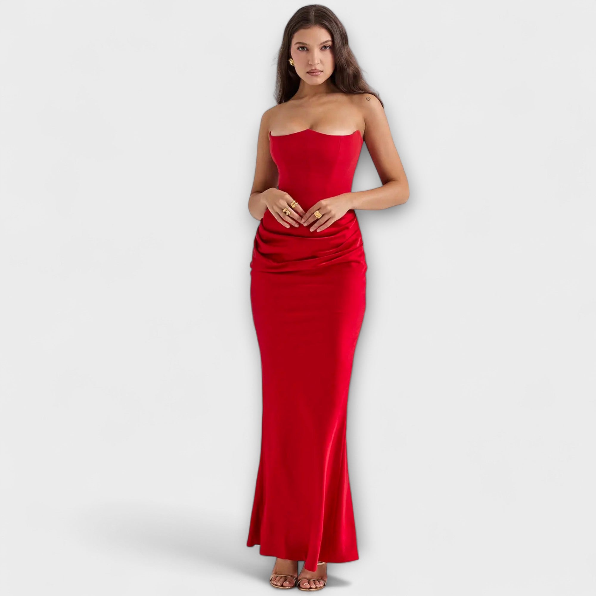 Women's Flowing Satin Off-Shoulder Maxi Dress
