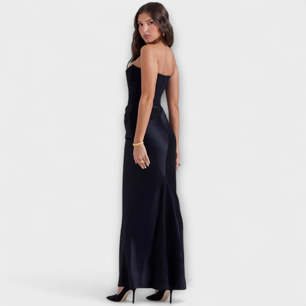 Women's Flowing Satin Off-Shoulder Maxi Dress