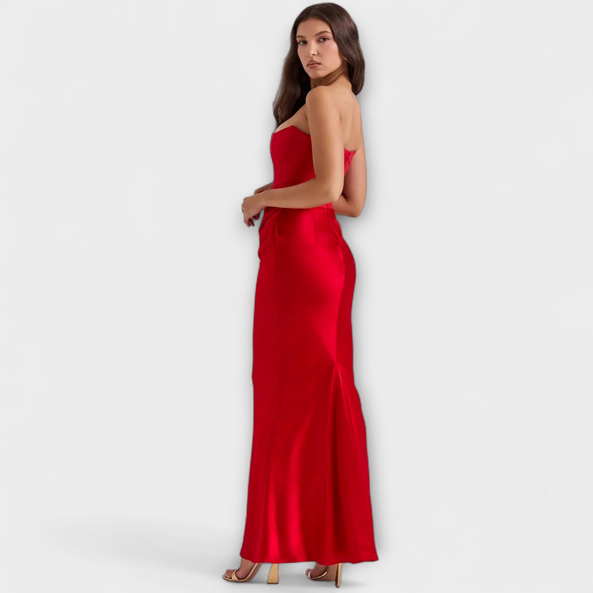 Women's Flowing Satin Off-Shoulder Maxi Dress