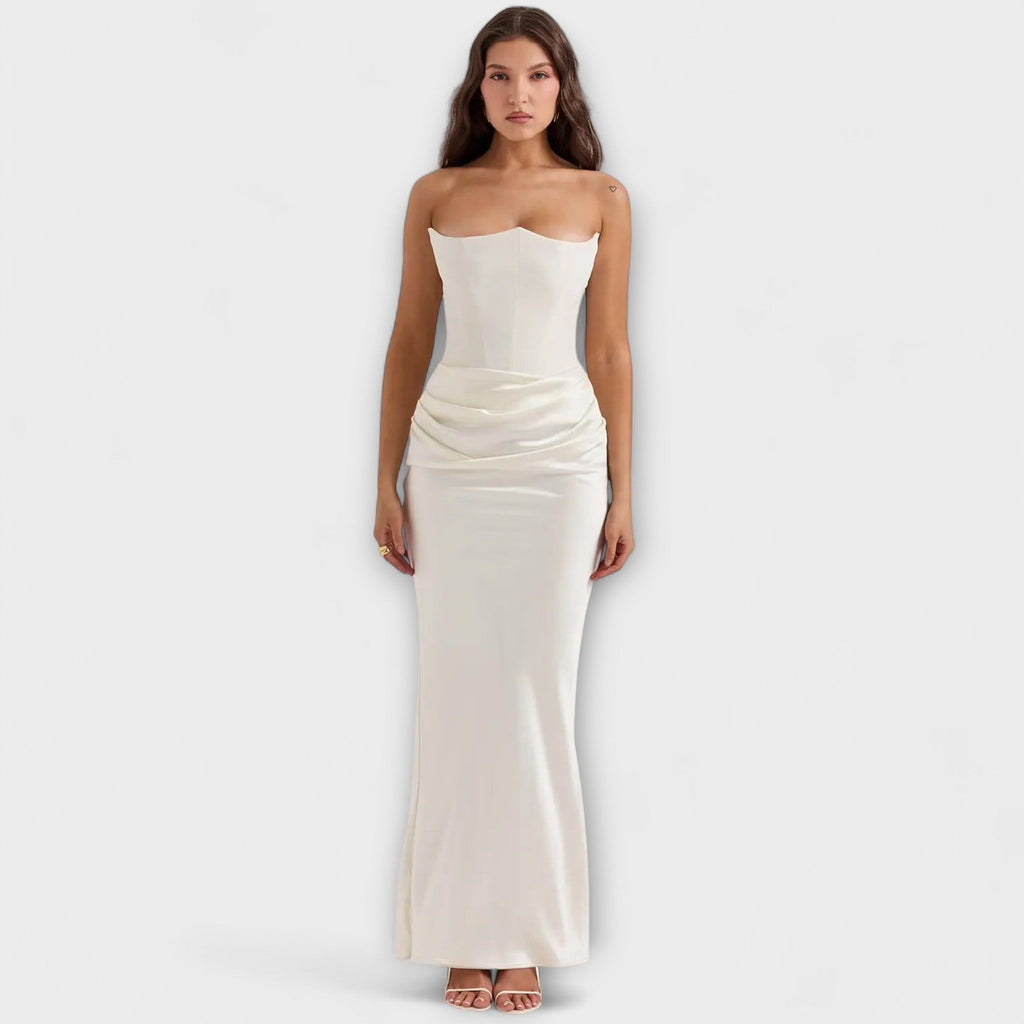 Women's Flowing Satin Off-Shoulder Maxi Dress