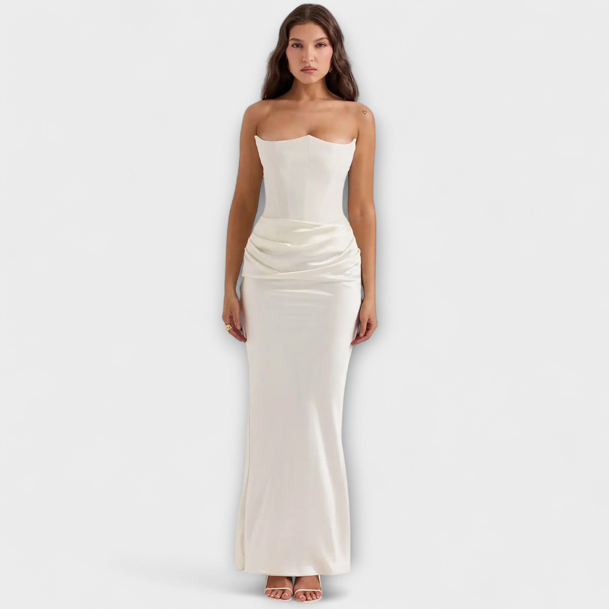 Women's Flowing Satin Off-Shoulder Maxi Dress
