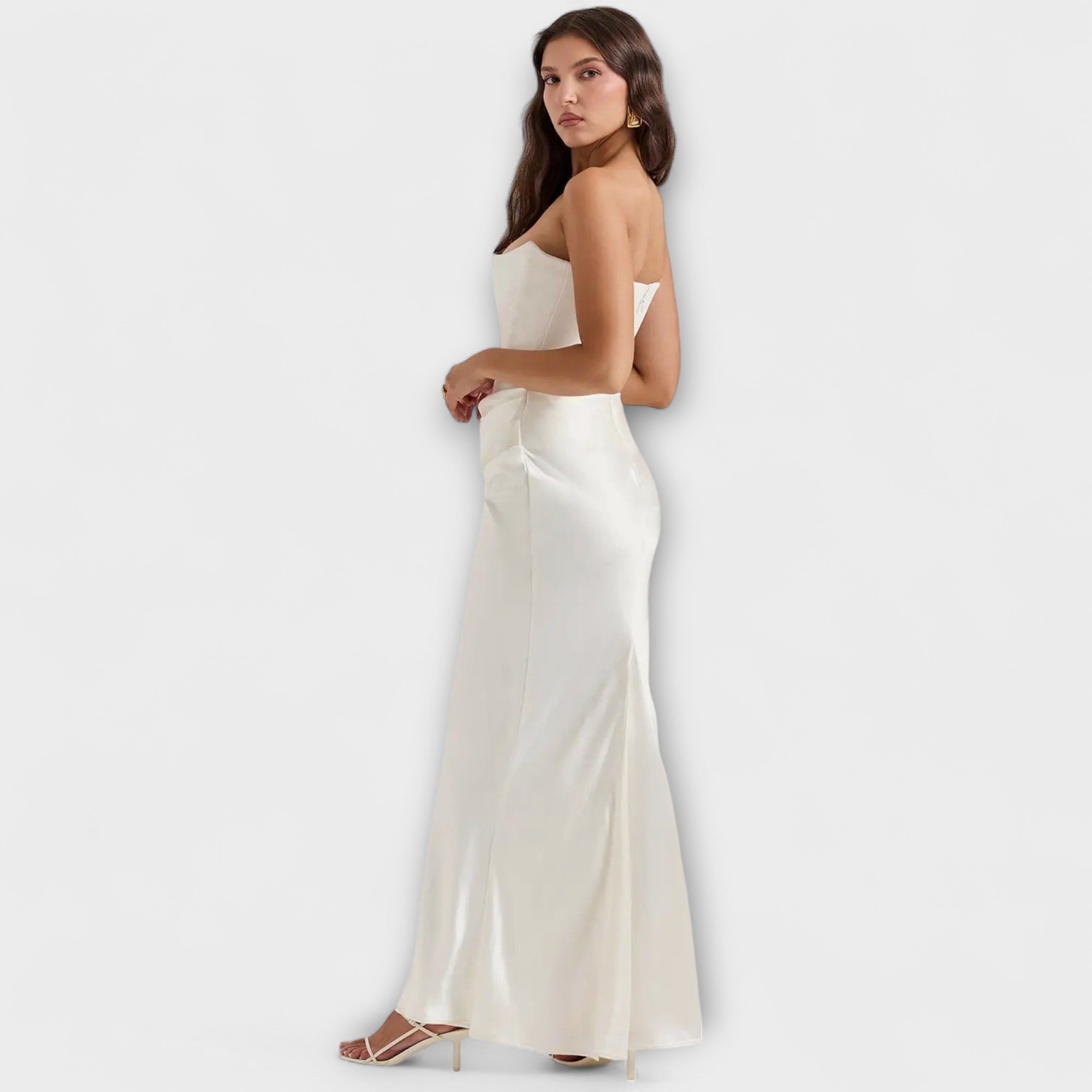Women's Flowing Satin Off-Shoulder Maxi Dress