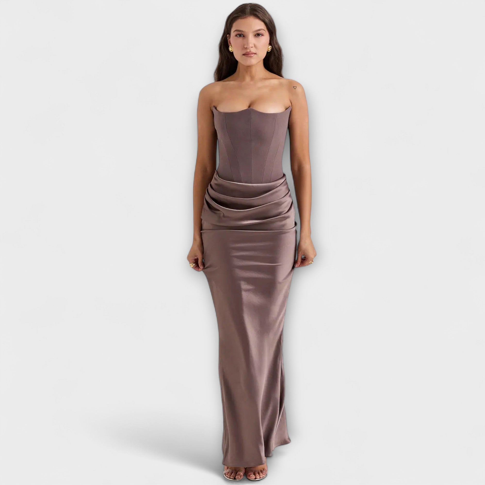 Women's Flowing Satin Off-Shoulder Maxi Dress