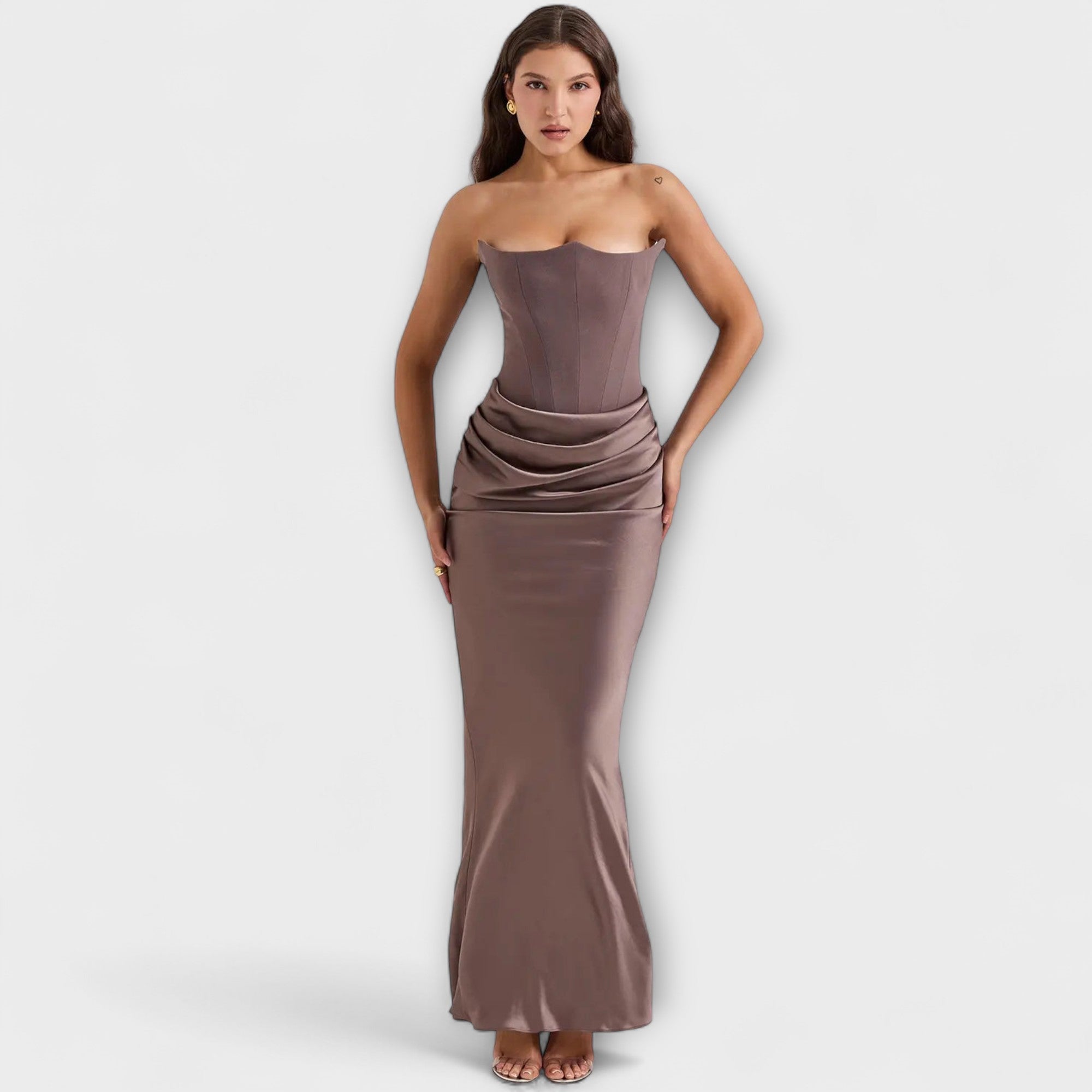 Women's Flowing Satin Off-Shoulder Maxi Dress